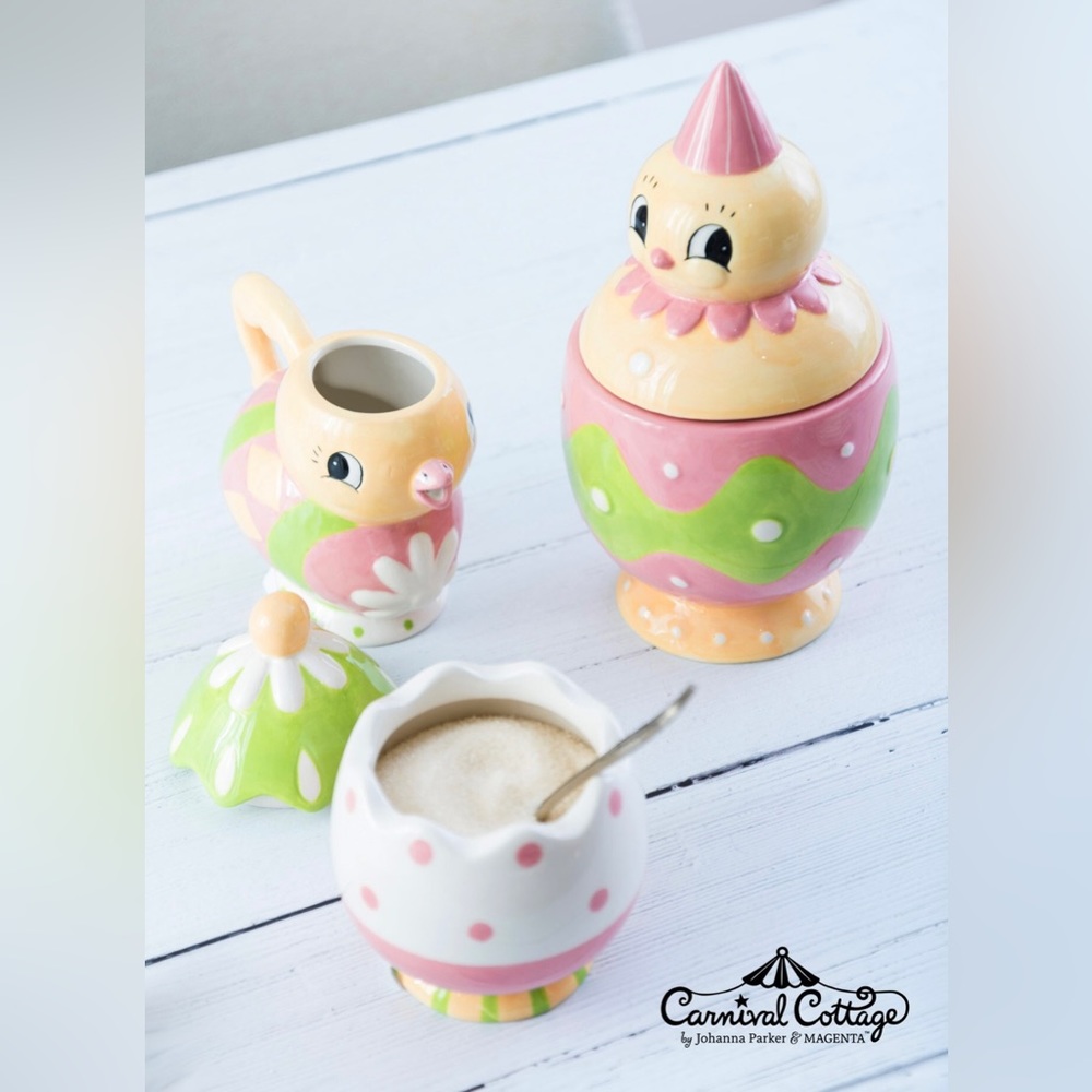 NEW Johanna Parker Carnival Cottage Chick Easter Jar